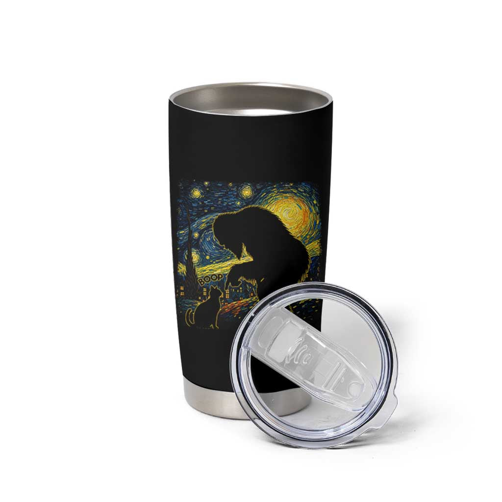 Fun Hand Boop Nose Bigfoot Cat Tumbler Cup Sasquatch Starry Night Van Gogh