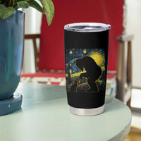 Fun Hand Boop Nose Bigfoot Cat Tumbler Cup Sasquatch Starry Night Van Gogh