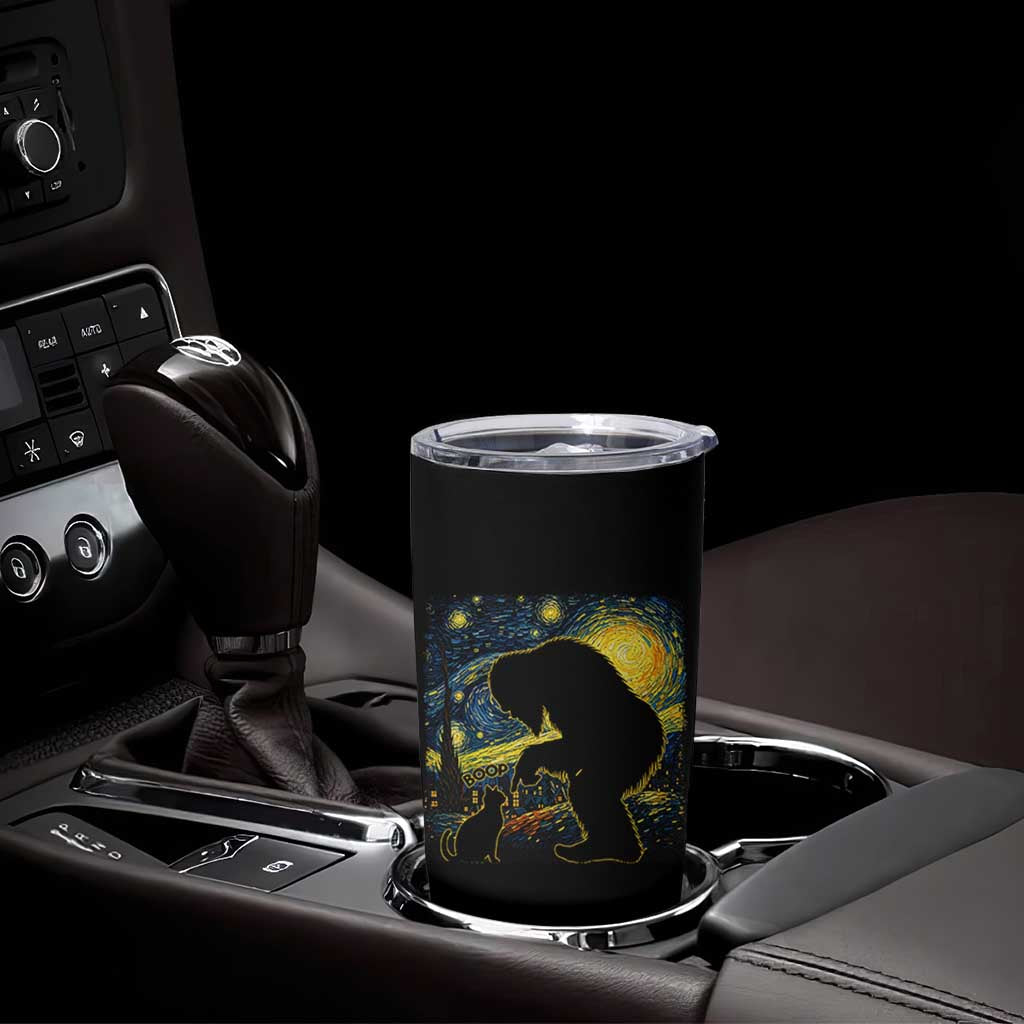 Fun Hand Boop Nose Bigfoot Cat Tumbler Cup Sasquatch Starry Night Van Gogh
