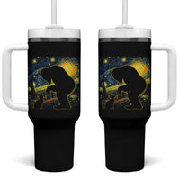 Fun Hand Boop Nose Bigfoot Cat Tumbler With Handle Sasquatch Starry Night Van Gogh
