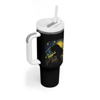 Fun Hand Boop Nose Bigfoot Cat Tumbler With Handle Sasquatch Starry Night Van Gogh