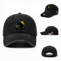 Fun Hand Boop Nose Bigfoot Cat Washed Cotton Baseball Cap Sasquatch Starry Night Van Gogh