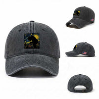 Fun Hand Boop Nose Bigfoot Cat Washed Cotton Baseball Cap Sasquatch Starry Night Van Gogh