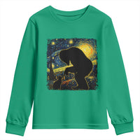 Fun Hand Boop Nose Bigfoot Cat Youth Sweatshirt Sasquatch Starry Night Van Gogh
