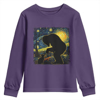 Fun Hand Boop Nose Bigfoot Cat Youth Sweatshirt Sasquatch Starry Night Van Gogh