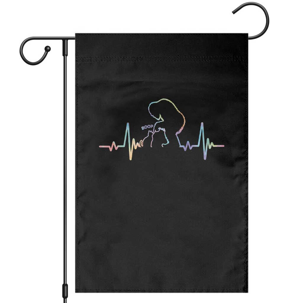 Fun Hand Boop Nose Bigfoot Cat Garden Flag Heartbeat Sasquatch Cat Lover Animal Silhouette