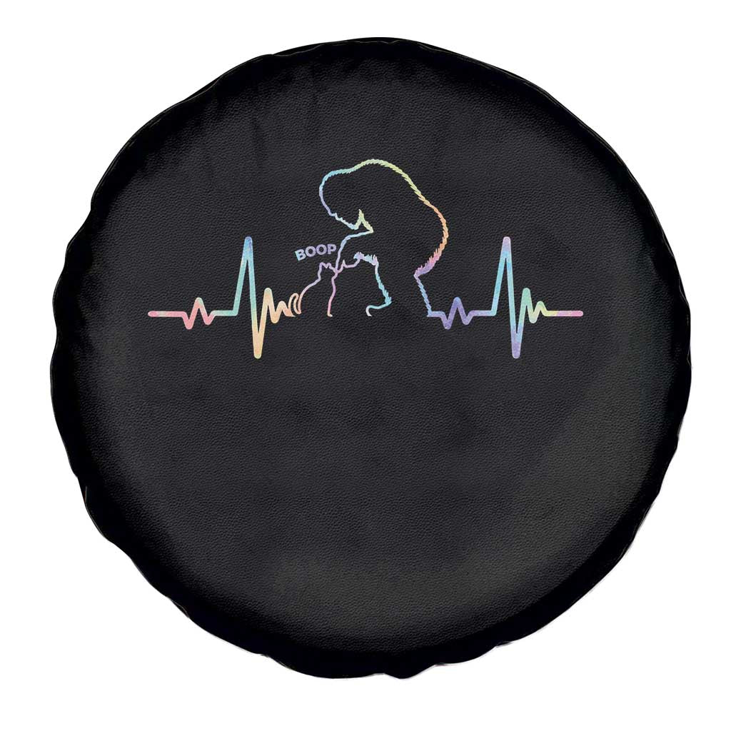 Fun Hand Boop Nose Bigfoot Cat Spare Tire Cover Heartbeat Sasquatch Cat Lover Animal Silhouette