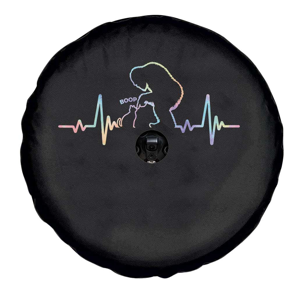 Fun Hand Boop Nose Bigfoot Cat Spare Tire Cover Heartbeat Sasquatch Cat Lover Animal Silhouette