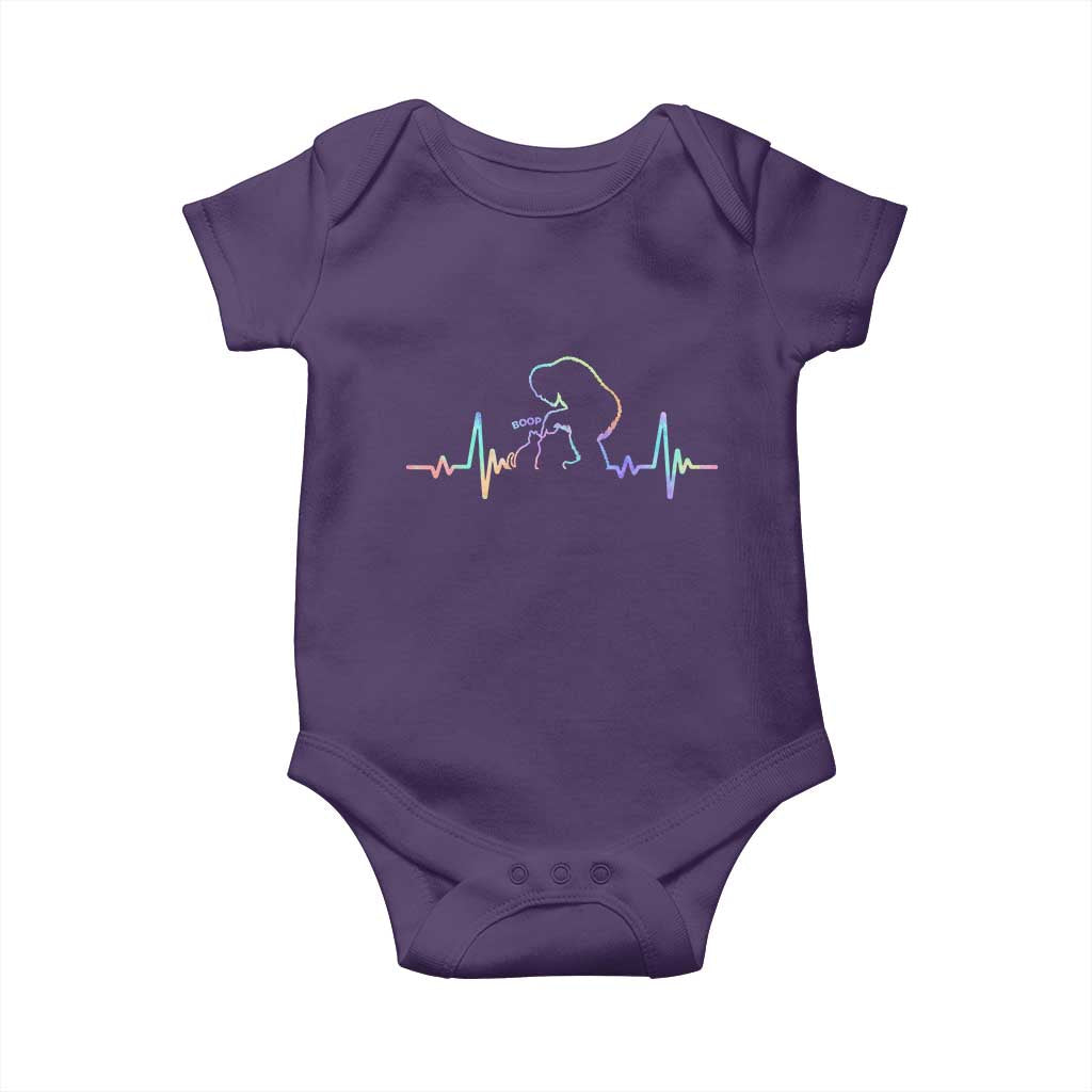 Fun Hand Boop Nose Bigfoot Cat Baby Onesie Heartbeat Sasquatch Cat Lover Animal Silhouette