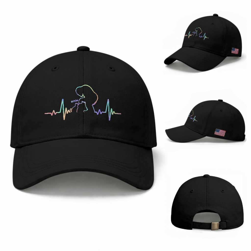 Fun Hand Boop Nose Bigfoot Cat Baseball Cap Heartbeat Sasquatch Cat Lover Animal Silhouette