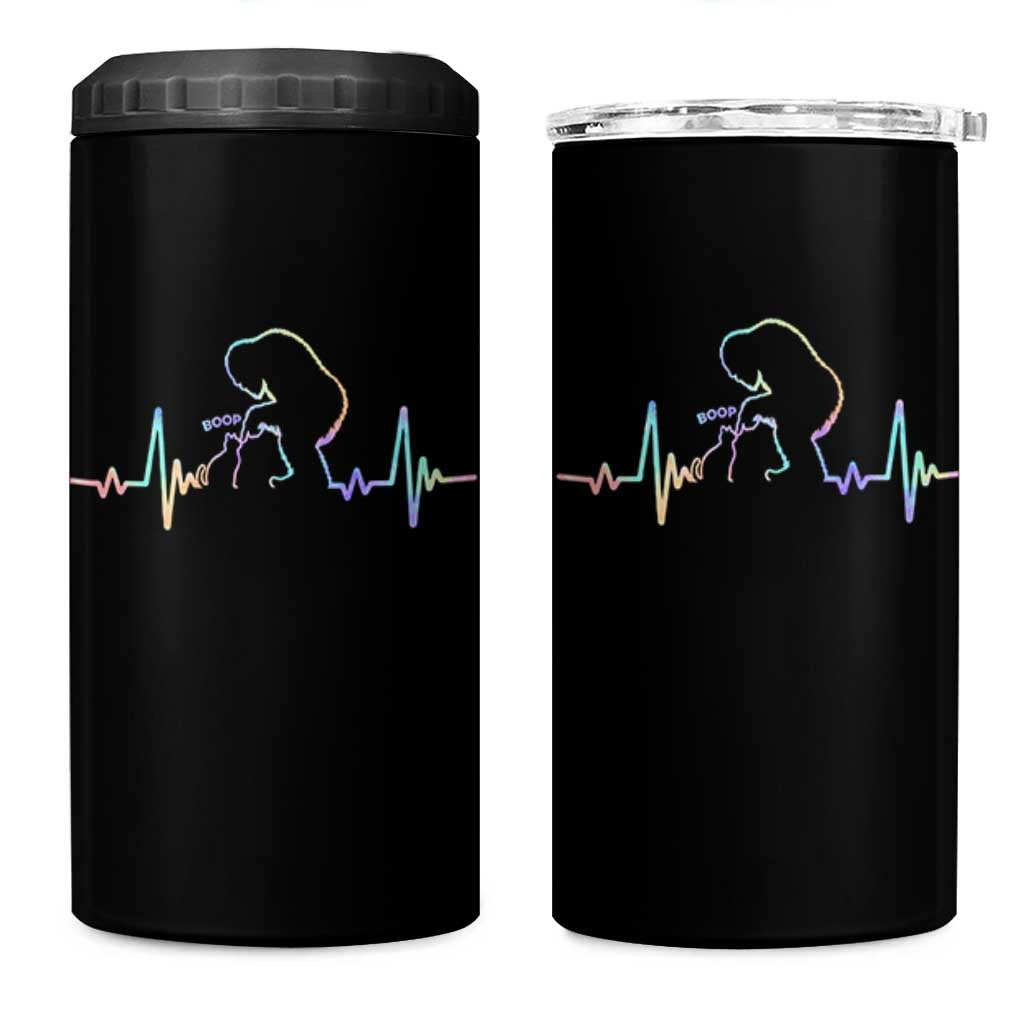 Fun Hand Boop Nose Bigfoot Cat 4 in 1 Can Cooler Tumbler Heartbeat Sasquatch Cat Lover Animal Silhouette