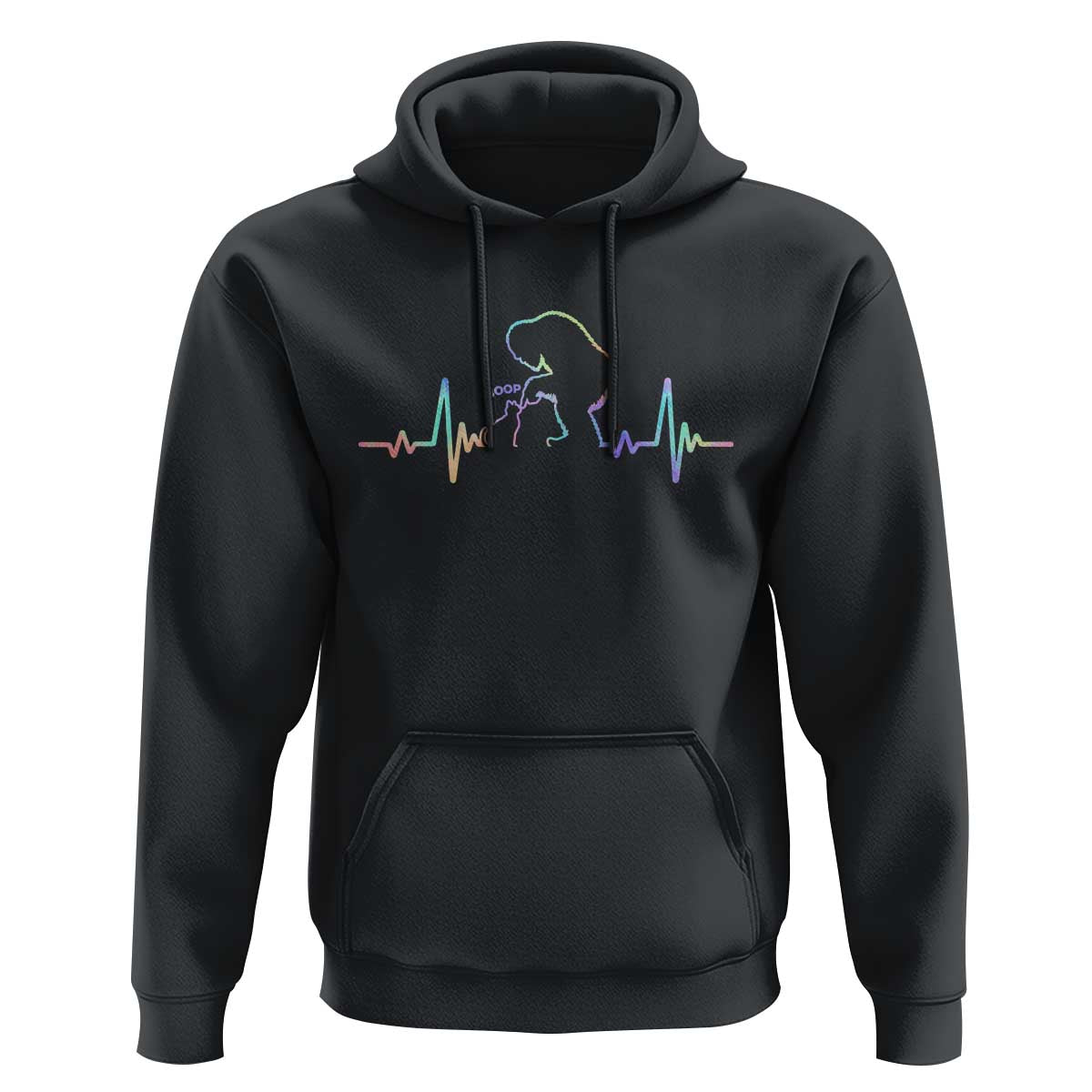 Fun Hand Boop Nose Bigfoot Cat Hoodie Heartbeat Sasquatch Cat Lover Animal Silhouette