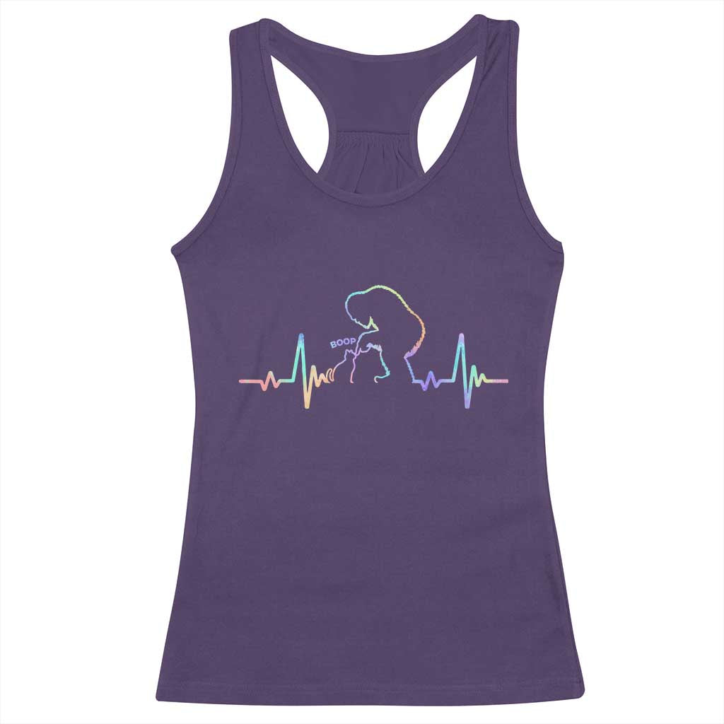 Fun Hand Boop Nose Bigfoot Cat Racerback Tank Top Heartbeat Sasquatch Cat Lover Animal Silhouette