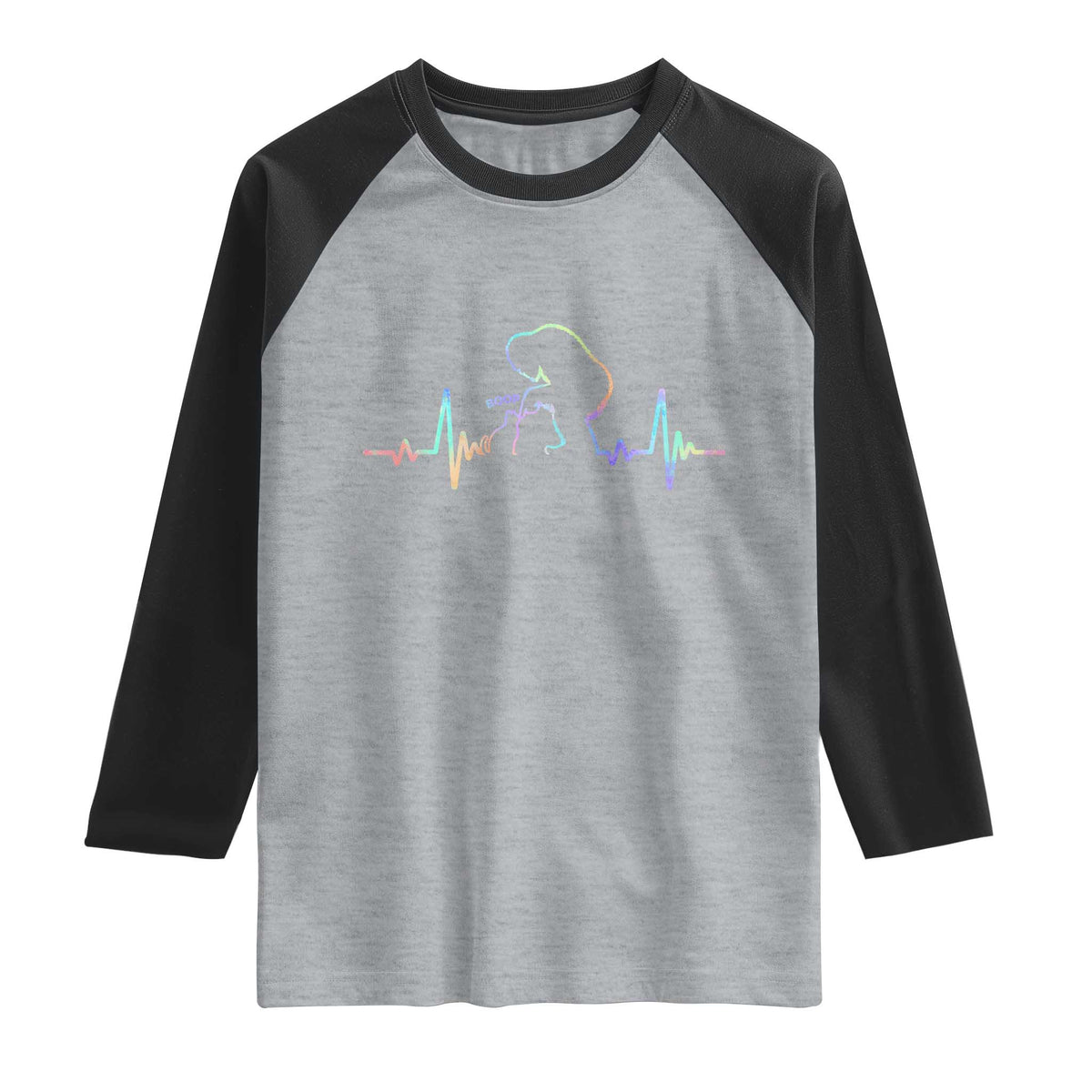 Fun Hand Boop Nose Bigfoot Cat Raglan Shirt Heartbeat Sasquatch Cat Lover Animal Silhouette