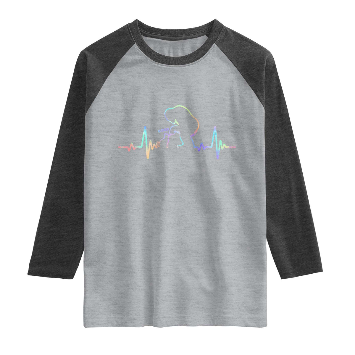 Fun Hand Boop Nose Bigfoot Cat Raglan Shirt Heartbeat Sasquatch Cat Lover Animal Silhouette