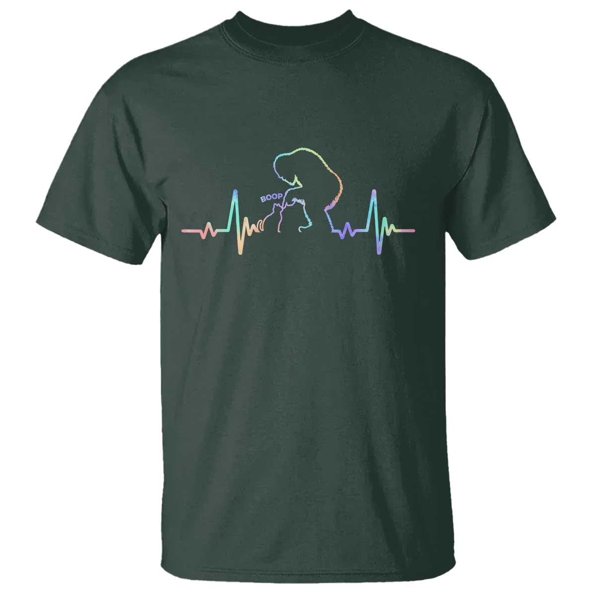 Fun Hand Boop Nose Bigfoot Cat T Shirt Heartbeat Sasquatch Cat Lover Animal Silhouette