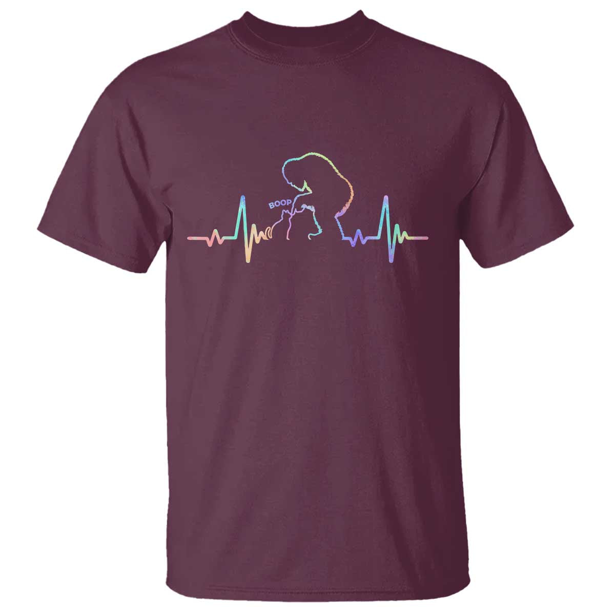 Fun Hand Boop Nose Bigfoot Cat T Shirt Heartbeat Sasquatch Cat Lover Animal Silhouette