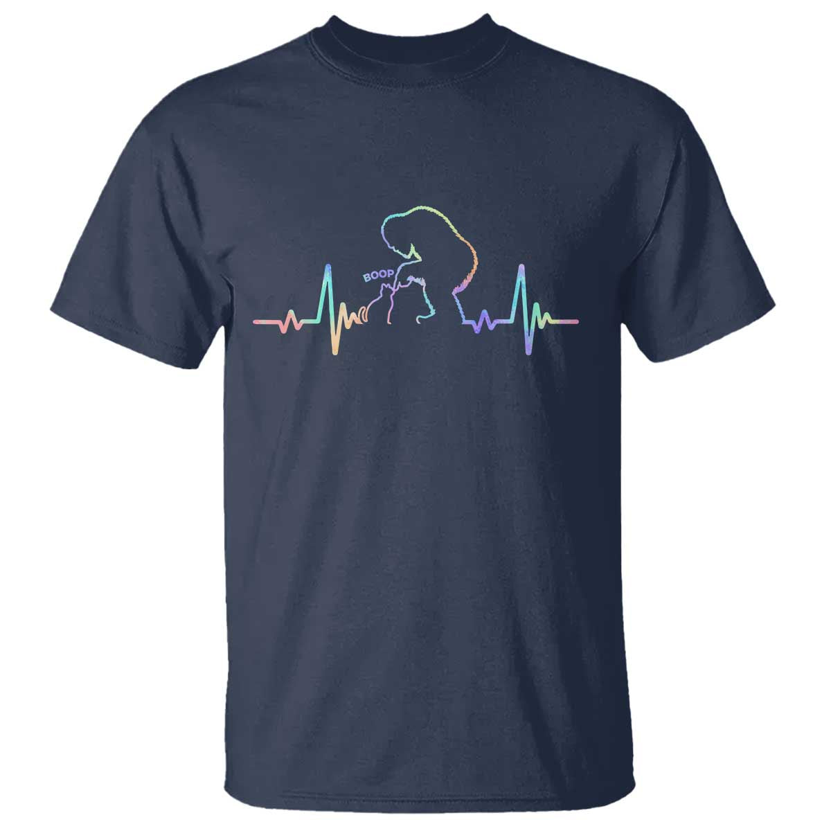 Fun Hand Boop Nose Bigfoot Cat T Shirt Heartbeat Sasquatch Cat Lover Animal Silhouette