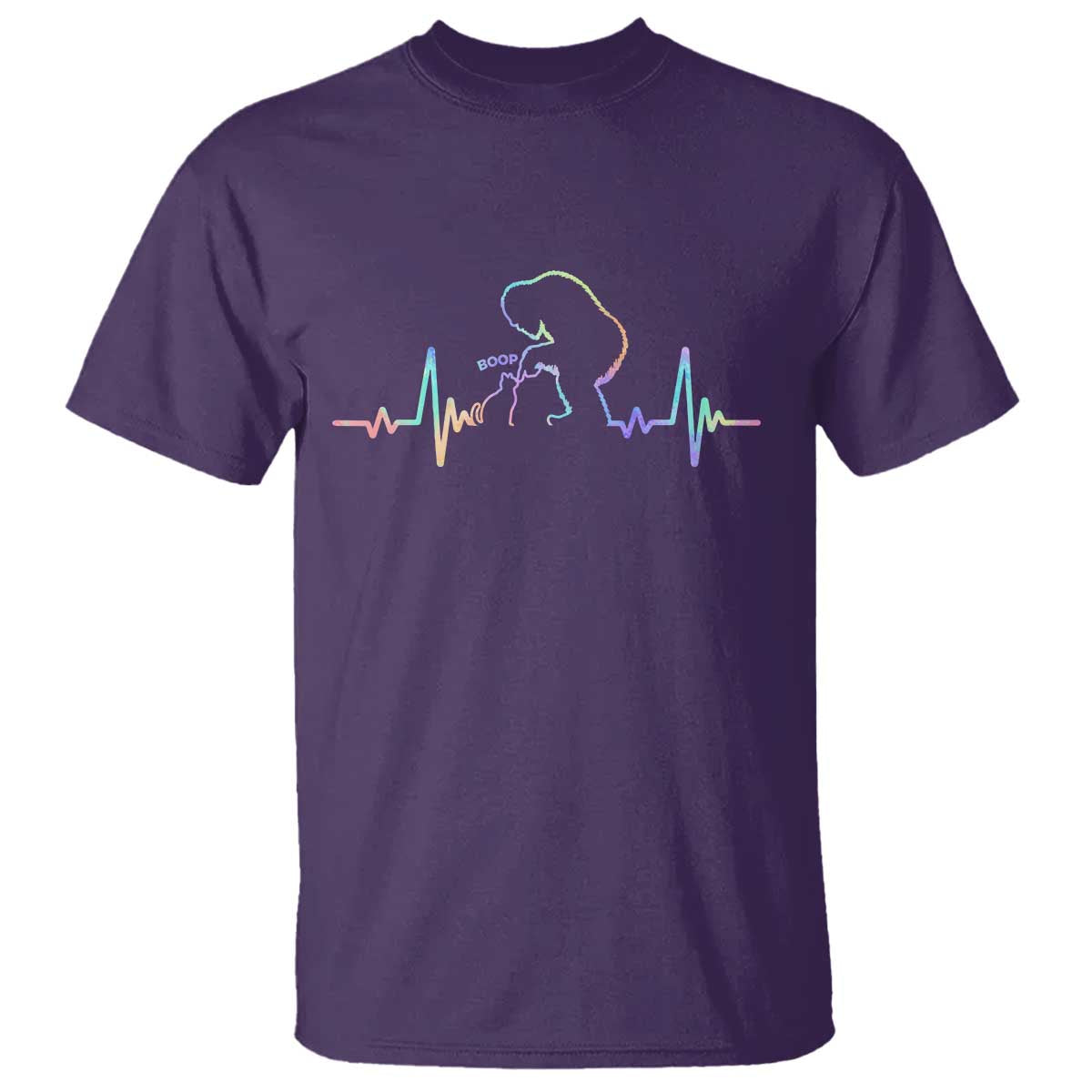 Fun Hand Boop Nose Bigfoot Cat T Shirt Heartbeat Sasquatch Cat Lover Animal Silhouette