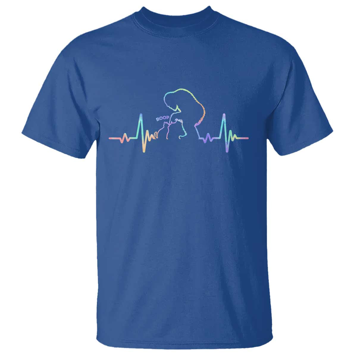 Fun Hand Boop Nose Bigfoot Cat T Shirt Heartbeat Sasquatch Cat Lover Animal Silhouette