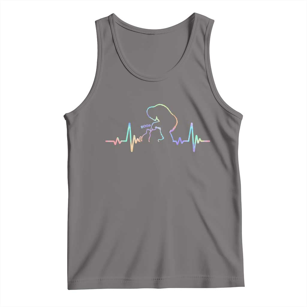Fun Hand Boop Nose Bigfoot Cat Tank Top Heartbeat Sasquatch Cat Lover Animal Silhouette