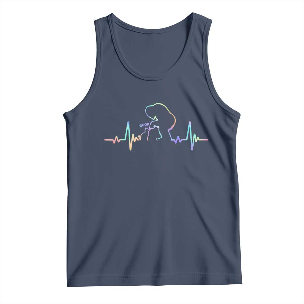 Fun Hand Boop Nose Bigfoot Cat Tank Top Heartbeat Sasquatch Cat Lover Animal Silhouette