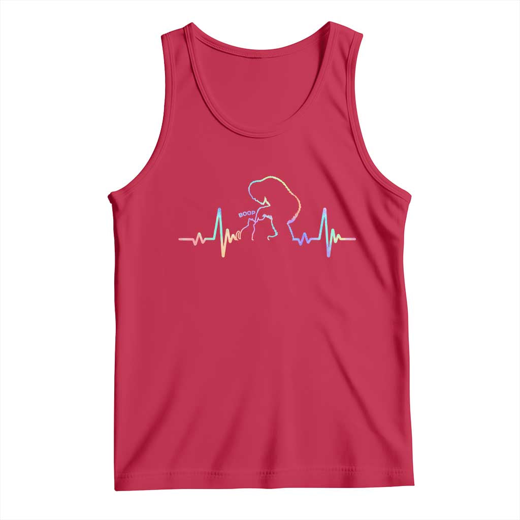 Fun Hand Boop Nose Bigfoot Cat Tank Top Heartbeat Sasquatch Cat Lover Animal Silhouette