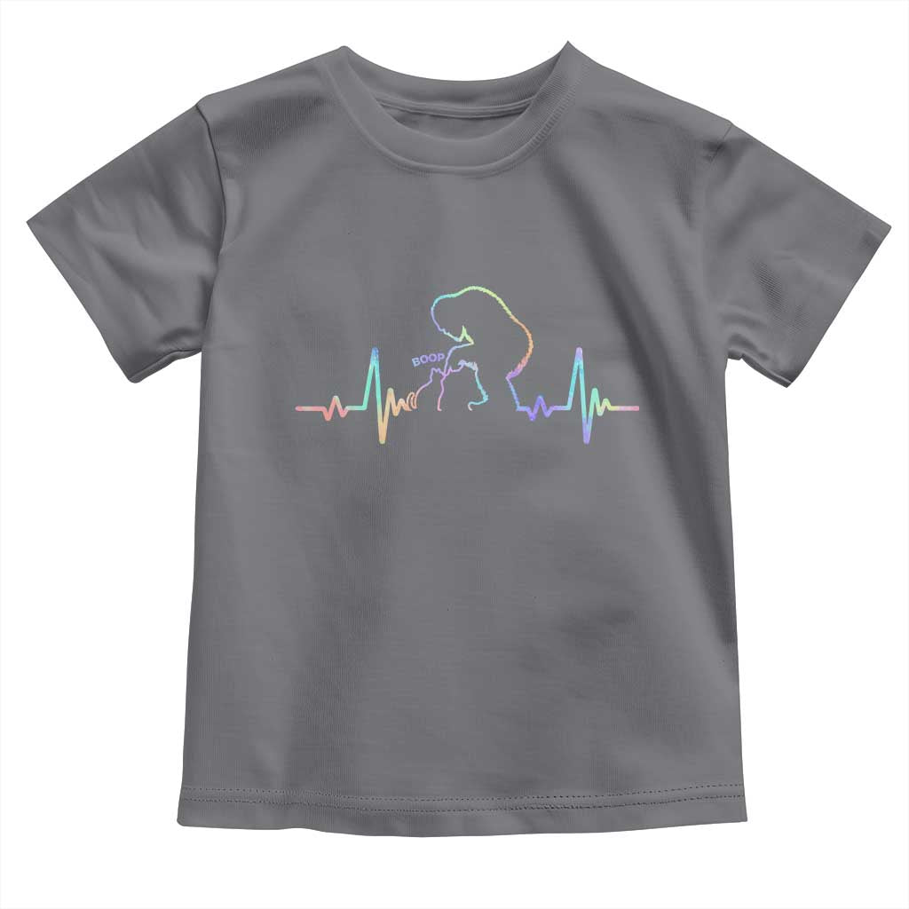 Fun Hand Boop Nose Bigfoot Cat Toddler T Shirt Heartbeat Sasquatch Cat Lover Animal Silhouette