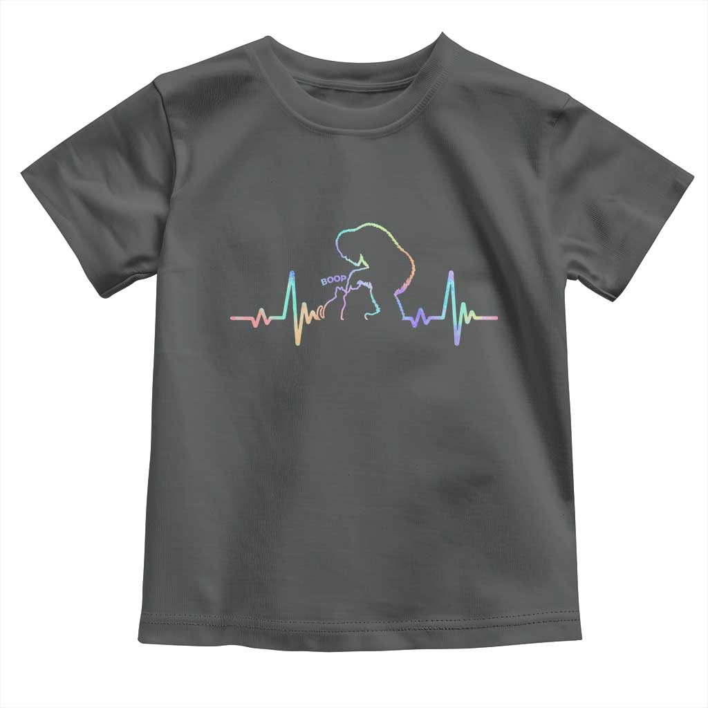Fun Hand Boop Nose Bigfoot Cat Toddler T Shirt Heartbeat Sasquatch Cat Lover Animal Silhouette