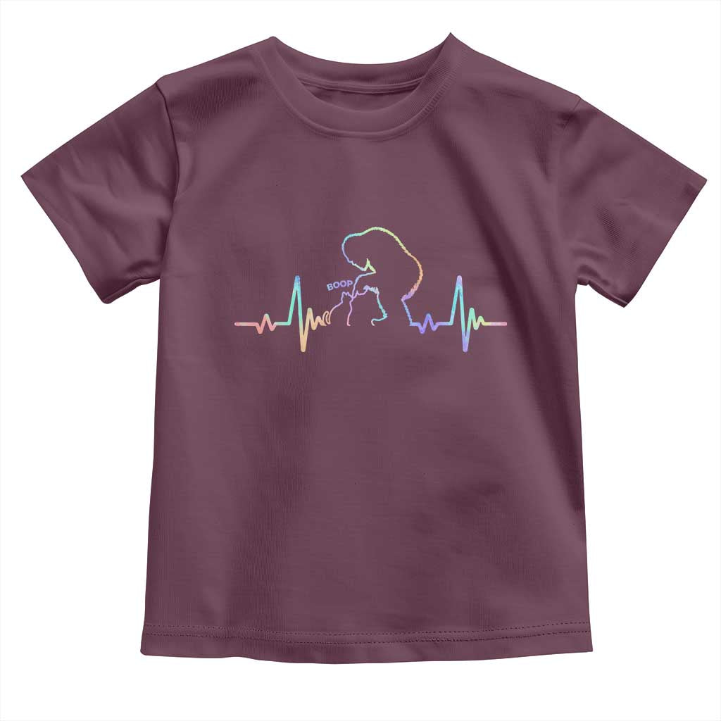 Fun Hand Boop Nose Bigfoot Cat Toddler T Shirt Heartbeat Sasquatch Cat Lover Animal Silhouette
