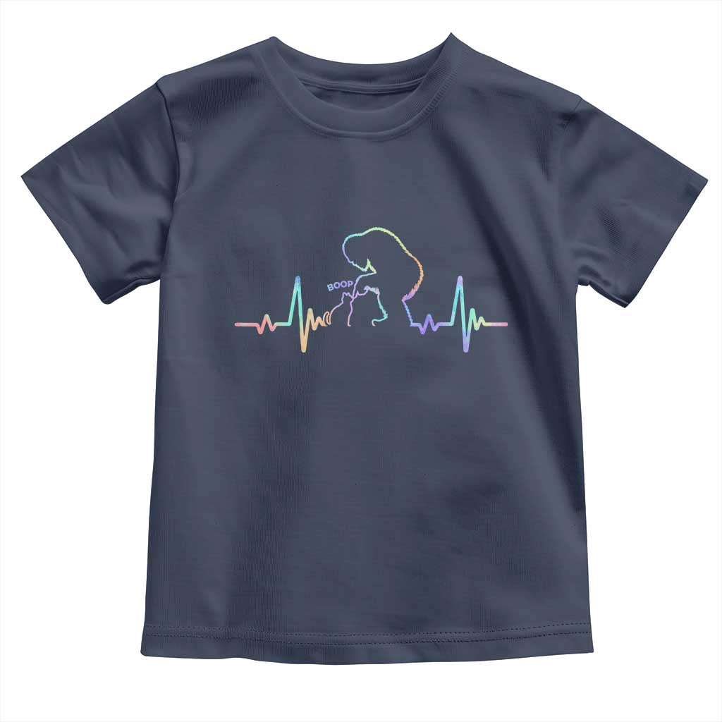 Fun Hand Boop Nose Bigfoot Cat Toddler T Shirt Heartbeat Sasquatch Cat Lover Animal Silhouette