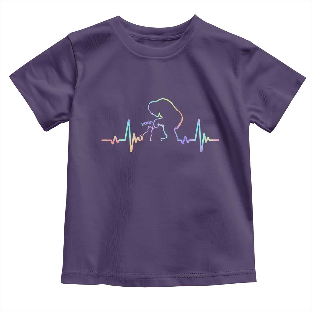 Fun Hand Boop Nose Bigfoot Cat Toddler T Shirt Heartbeat Sasquatch Cat Lover Animal Silhouette