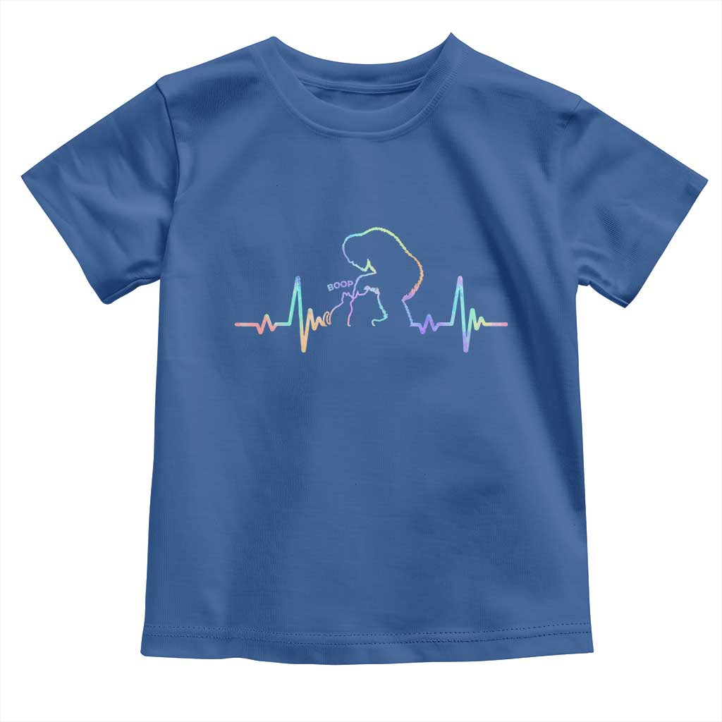 Fun Hand Boop Nose Bigfoot Cat Toddler T Shirt Heartbeat Sasquatch Cat Lover Animal Silhouette