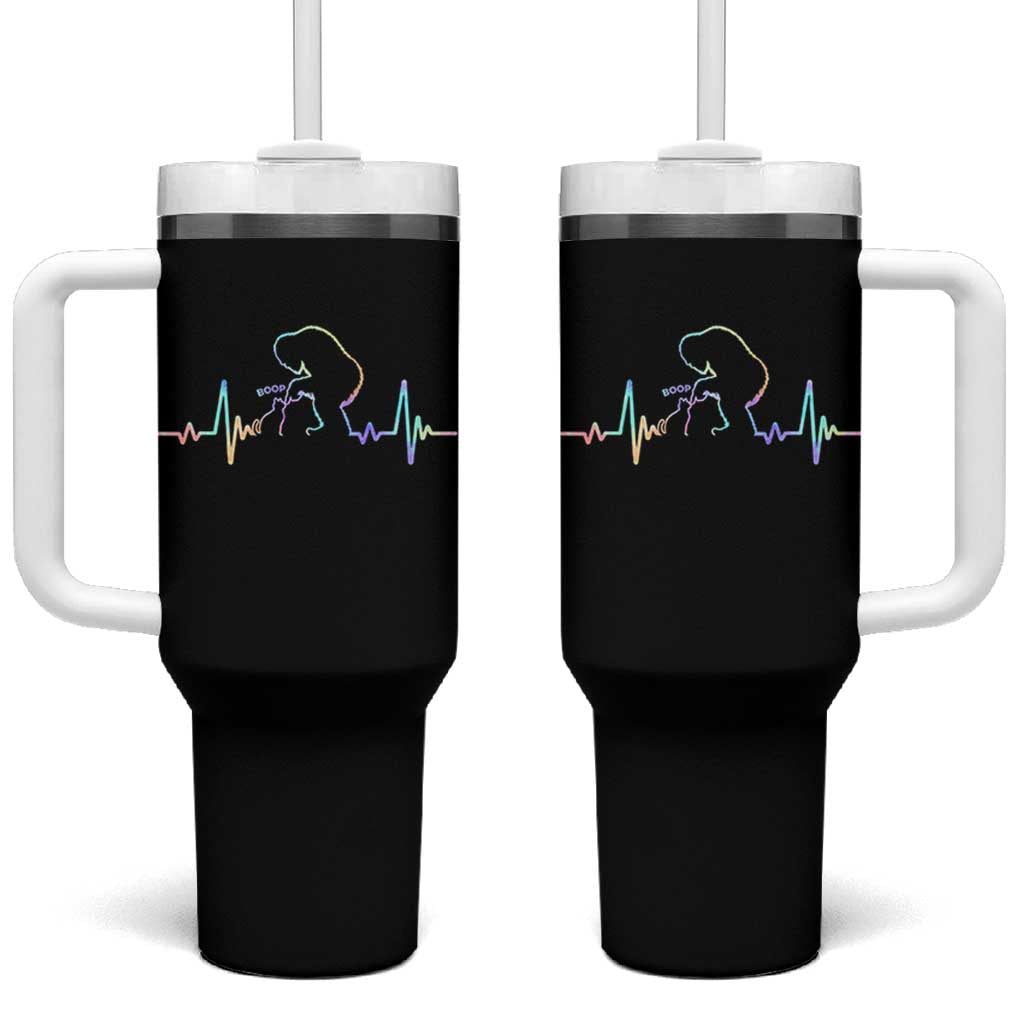 Fun Hand Boop Nose Bigfoot Cat Tumbler With Handle Heartbeat Sasquatch Cat Lover Animal Silhouette