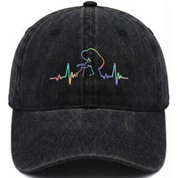 Fun Hand Boop Nose Bigfoot Cat Washed Cotton Baseball Cap Heartbeat Sasquatch Cat Lover Animal Silhouette