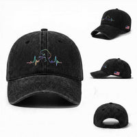 Fun Hand Boop Nose Bigfoot Cat Washed Cotton Baseball Cap Heartbeat Sasquatch Cat Lover Animal Silhouette
