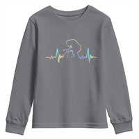 Fun Hand Boop Nose Bigfoot Cat Youth Sweatshirt Heartbeat Sasquatch Cat Lover Animal Silhouette