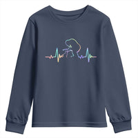 Fun Hand Boop Nose Bigfoot Cat Youth Sweatshirt Heartbeat Sasquatch Cat Lover Animal Silhouette