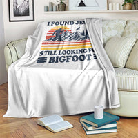 Retro I Found Jesus Still Looking Bigfoot Throw Blanket Funny Sasquatch Bigfoot Believer Christian Humor