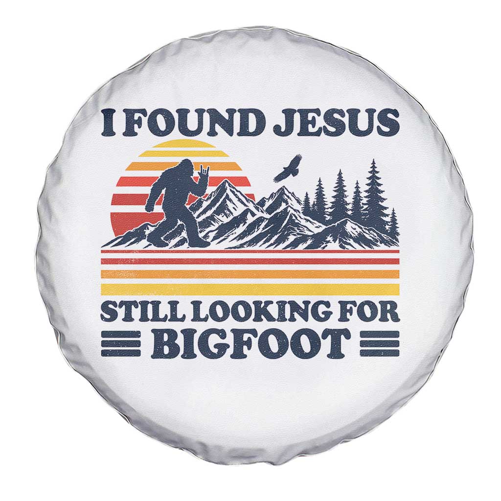 Retro I Found Jesus Still Looking Bigfoot Spare Tire Cover Funny Sasquatch Bigfoot Believer Christian Humor