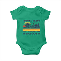 Retro I Found Jesus Still Looking Bigfoot Baby Onesie Funny Sasquatch Bigfoot Believer Christian Humor