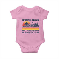 Retro I Found Jesus Still Looking Bigfoot Baby Onesie Funny Sasquatch Bigfoot Believer Christian Humor