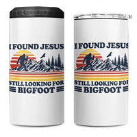 Retro I Found Jesus Still Looking Bigfoot 4 in 1 Can Cooler Tumbler Funny Sasquatch Bigfoot Believer Christian Humor