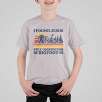 Retro I Found Jesus Still Looking Bigfoot T Shirt For Kid Funny Sasquatch Bigfoot Believer Christian Humor