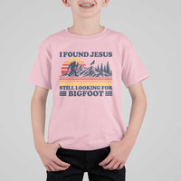 Retro I Found Jesus Still Looking Bigfoot T Shirt For Kid Funny Sasquatch Bigfoot Believer Christian Humor