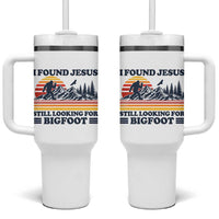 Retro I Found Jesus Still Looking Bigfoot Tumbler With Handle Funny Sasquatch Bigfoot Believer Christian Humor