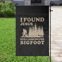 Retro I Found Jesus Still Looking Bigfoot Garden Flag Vintage Sasquatch Believer Funny Christian Humor