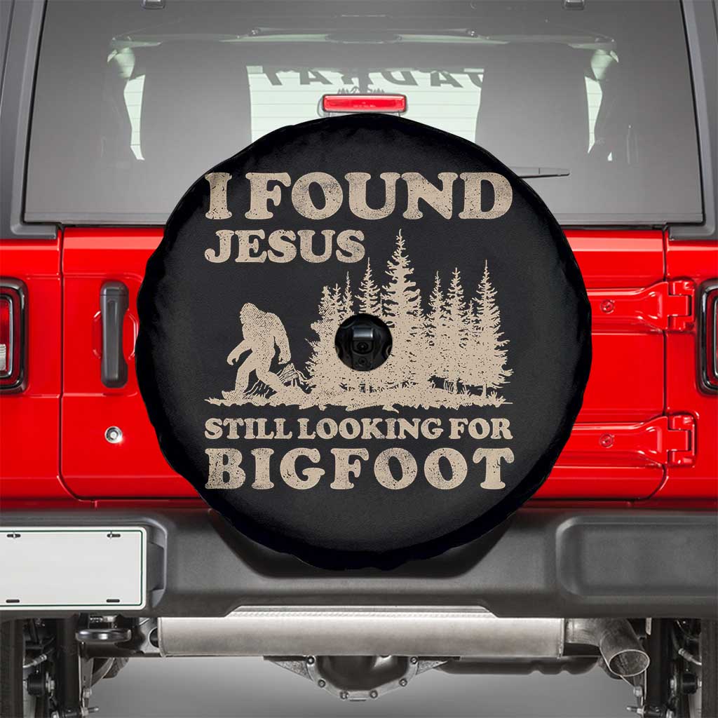 Retro I Found Jesus Still Looking Bigfoot Spare Tire Cover Vintage Sasquatch Believer Funny Christian Humor