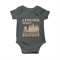 Retro I Found Jesus Still Looking Bigfoot Baby Onesie Vintage Sasquatch Believer Funny Christian Humor
