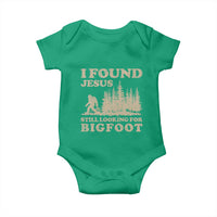 Retro I Found Jesus Still Looking Bigfoot Baby Onesie Vintage Sasquatch Believer Funny Christian Humor